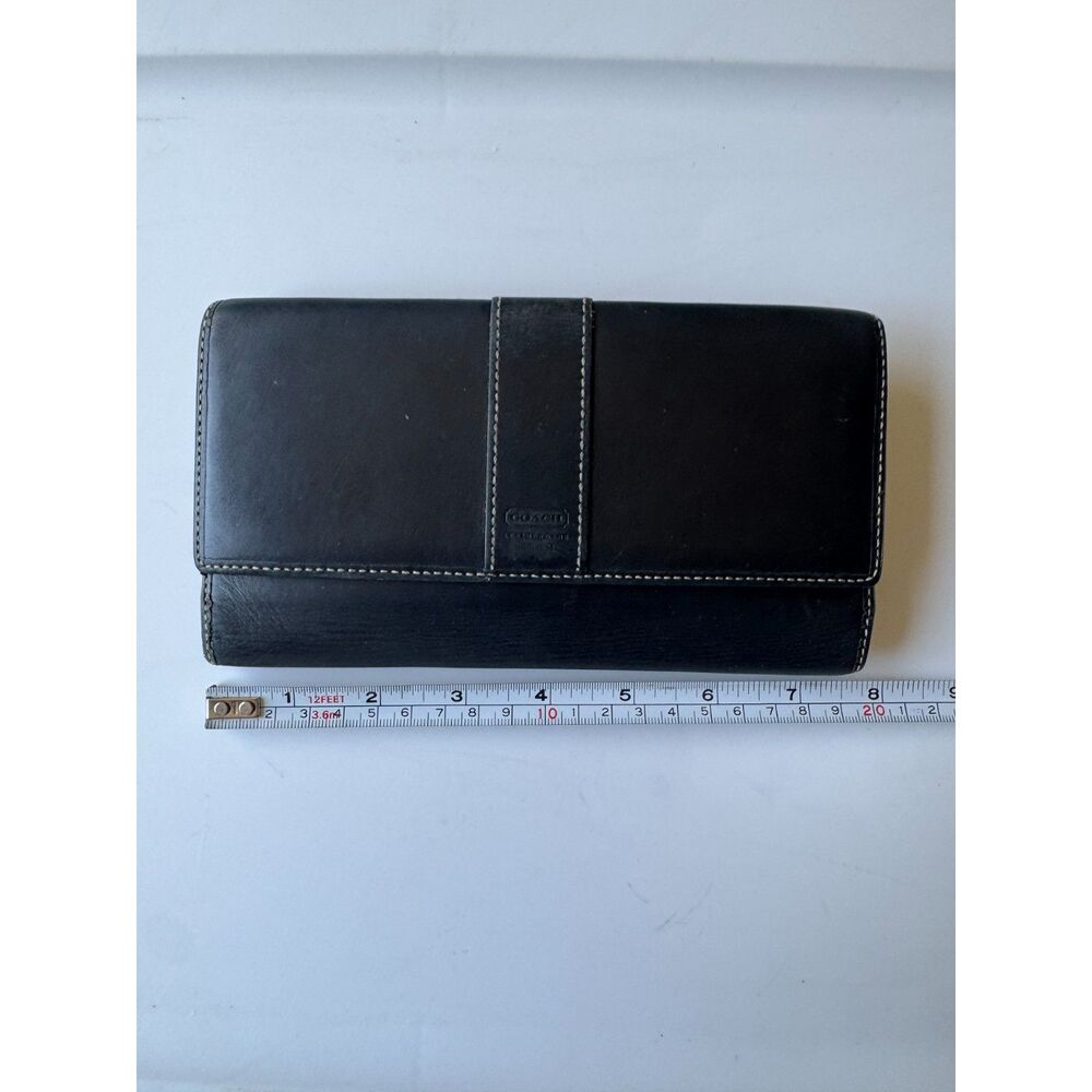 Coach Vintage Hampton Black Leather Trifold Wallet Y2K 1990s - Picture 8 of 10